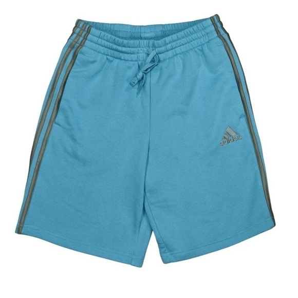 Adidas Men's 3-Stripes 10" Fleece Short Blue Drawstring Elastic Waist shorts - Picture 4 of 16